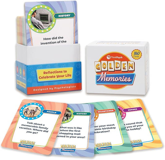 ThinkPsych Golden Memories - Conversation & Memory Game for Seniors | 160 Topics | Reminiscence Therapy | Dementia Activities for Seniors & Alzheimer Support