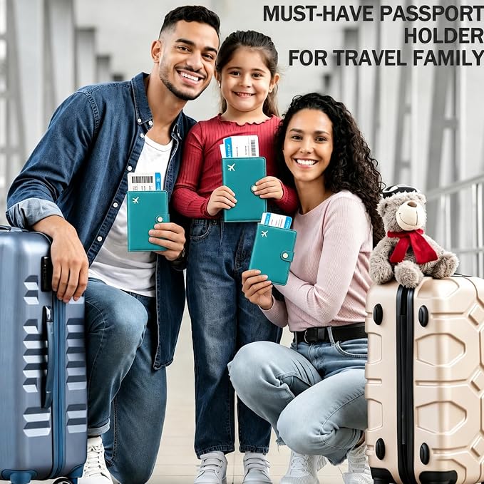 Passport Holder RFID Blocking Travel Wallet, Tea Green | Passport Cover with Multiple Card Slots, Water-Resistant & Easy-Carry, Must-Have Travel Accessory for Men & Women.