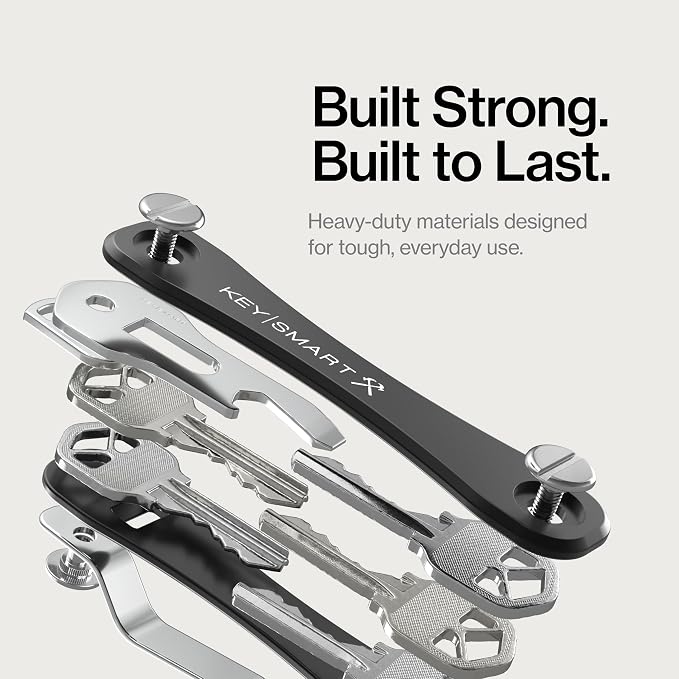 KeySmart Rugged Keychain Multitool Key Holder, Up to 14 Keys | Key Organizer for EDC. Expandable, Durable Build, Reduces Key Chain Bulk & Jingle, Pocket Clip & Bottle Opener Included