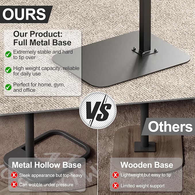 TV Tray Table Adjustable Height Swivel Couch Table with Heavy Metal Base | Slides Under Sofa, C-Shaped Side Table for Living Room, Bedroom, Bathroom, Study, and Small Spaces