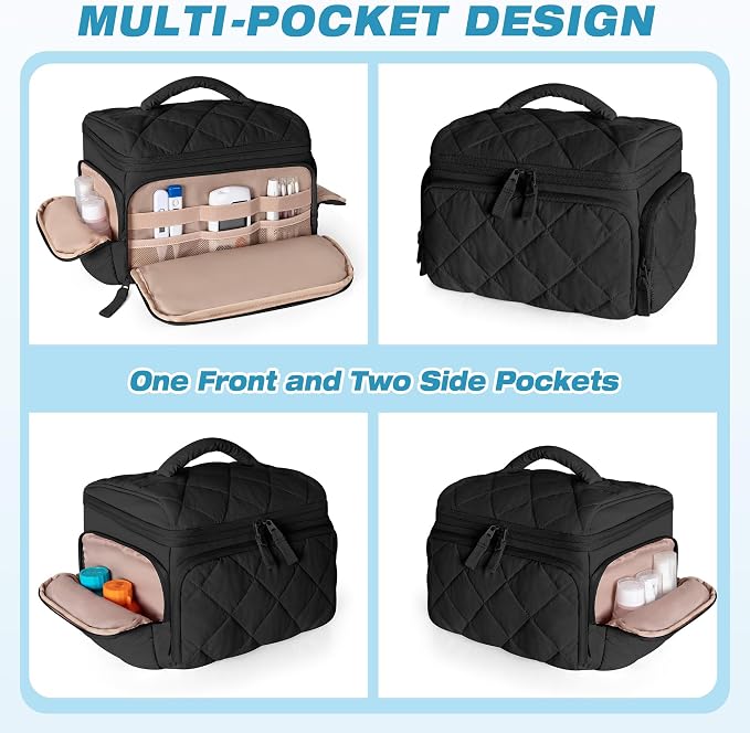 Marscamd Pill Bottle Organizer with Insulated Pocket, Black (BAG ONLY) | with 4 Customized Dividers & Padded Protection for Pill Bottles, Insulin and First Aid Supplies