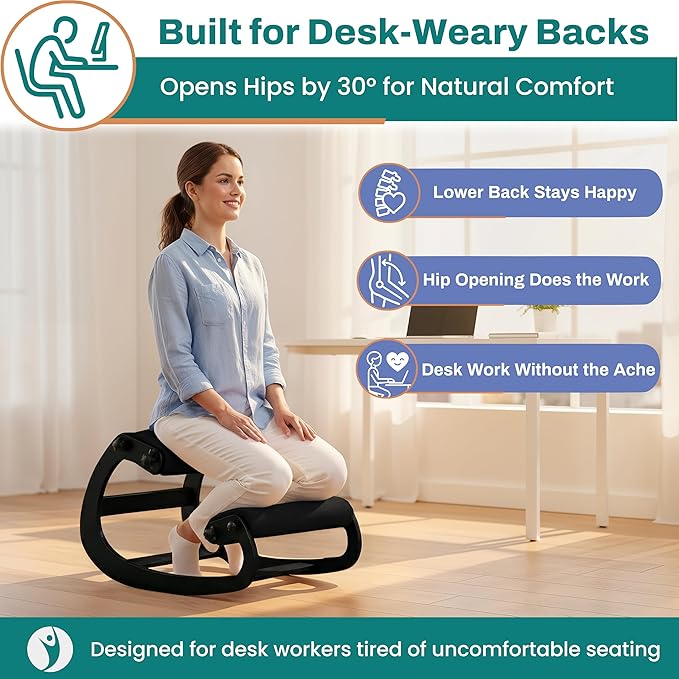 NYPOT Ergonomic Kneeling Chair with Adjustable Seats - Knee Chair for Posture Correction & Kneel Rocking Stool for Desk - Back Pain Relief for Home and Office, Supports 250 pounds - 5 Years Warranty