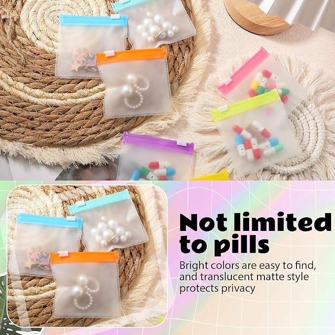 Sherr 29 Pcs Zippered Pill Pouch Bags Reusable Pill Pouch Set Clear Plastic Medicine Bag Resealable Travel Medicine Organizer Travel Storage with Slide Lock for Small Items