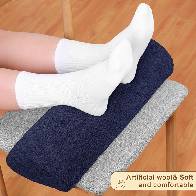 Sintuff Recliner Leg Rest Cushion Sofa Footrest Pillow with Cover Half Moon Bolster Pillow Under Knee Pillow for Sleeping On Back Alleviating Pain, 19.7 x 8 x 3.5 Inch (Dark Blue, 1 Pcs)