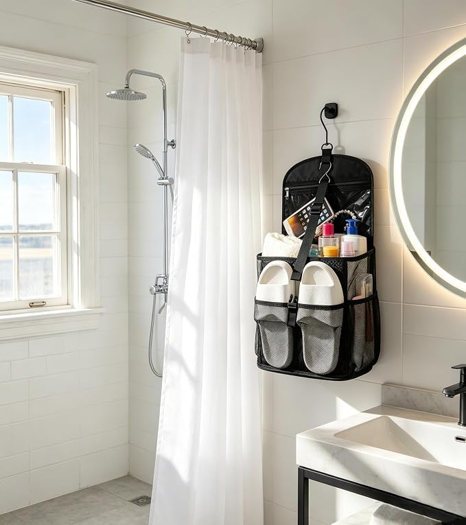 Ethereal Hanging Mesh Shower Caddy Portable for College Dorm Room Essentials, Large Capacity Shower Bag for Guys/Girls, for Beach, Swimming, Gym