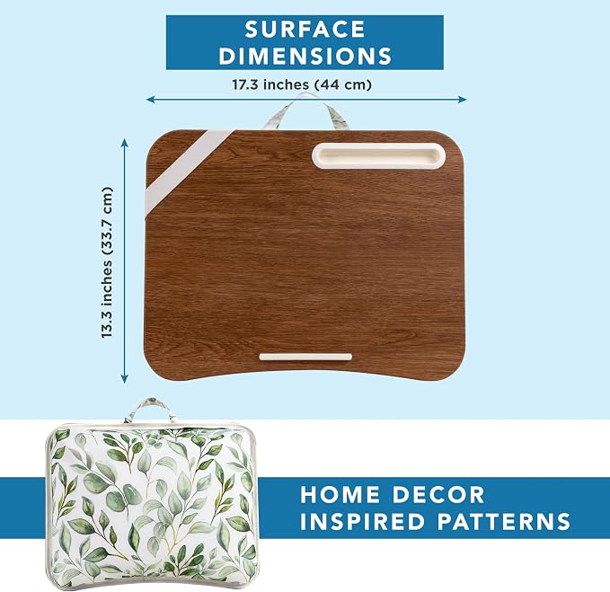 LAPGEAR Designer Lap Desk – Watercolor Leaves, 2-Pack with Storage Basket