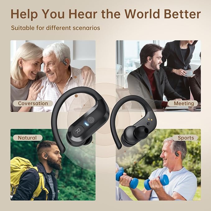 Hearing Aids, Hearing Aid Rechargeable, Hearing Aid for Adults Seniors - Hearing Aid with Portable Charging Case, 5-Level Volume Control - Comfortable Fit