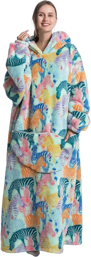 Blanket Hoodie, Long Hooded Blanket Sweatshirt as Birthday Gifts for Women Men, Long Wearable Blanket for Women Men.