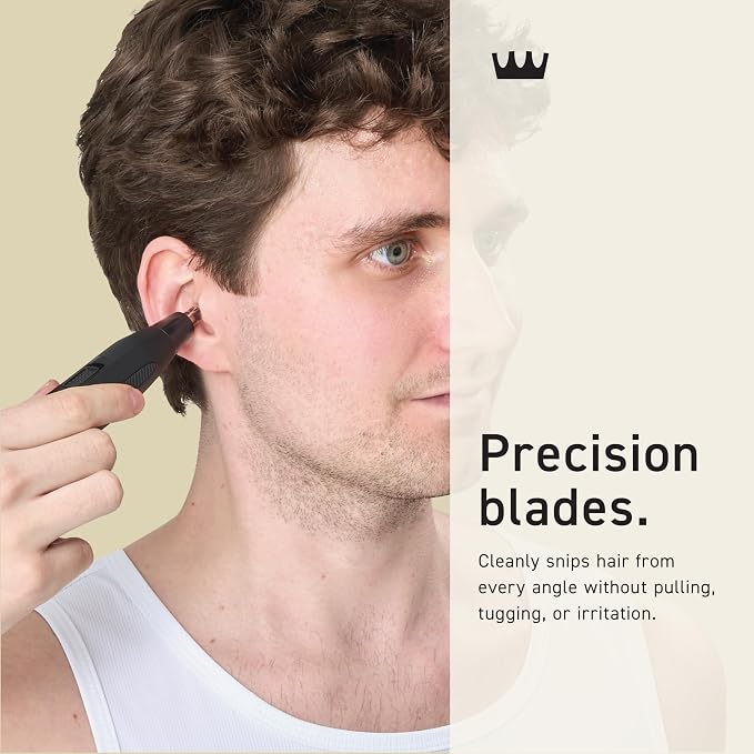 Cremo Nose & Ear Hair Trimmer for Men, USB-C Cordless Eyebrow Trimmer | Rotary stainless steel blades for nose, ear & eyebrow detailing. IPX5 wet/dry, USB-C rechargeable. For men & women.