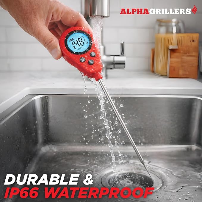 Alpha Grillers Instant Read Meat Thermometer Digital Probe for Food & Bread | Great for Cooking & Baking Sourdough Bread, Fast Probe Kitchen Thermometer