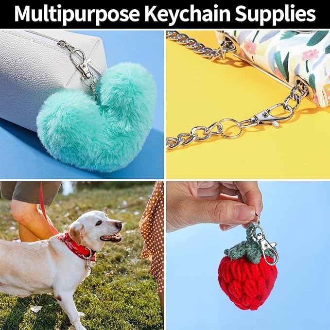 LEOBRO 480PCS Lobster Claw Clasps and Key Rings, Keychain Making Kit - 240PCS Keychain Clips and 240PCS Key Chain Ring, Split Rings, for Key Chains, Crafts, Lanyard, Key, Jewelry Making