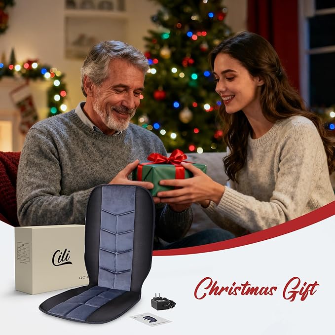 CILI Massage Chair Pad,Back Massager with Heat,Massage Seat Cushion with 10 Vibration Motors,30-60-90 Minutes Heating Options,Chair Massager for Office Chair, Home Office Use