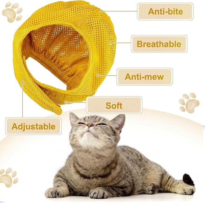 9 Pcs Cat Bathing Bag Set Cat Shower Bag Anti Bite and Scratch for Pet Grooming Washing Brush Comb Muzzle Nail Clipper Nail File Tick Tool (Yellow)