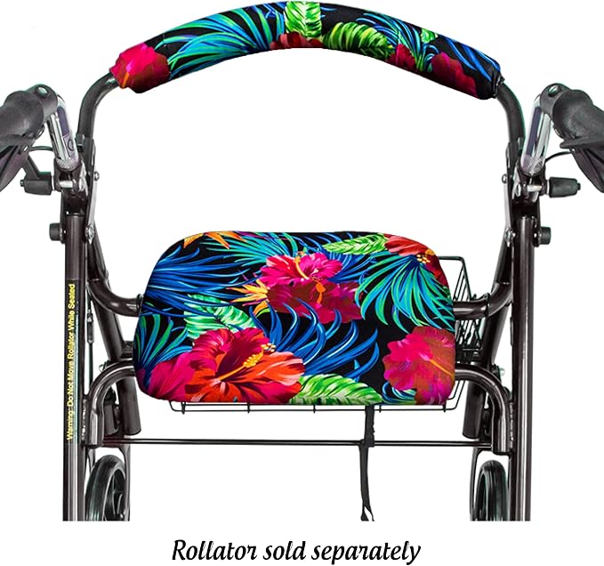 Top Glides Universal Rollator Walker Seat and Backrest Covers (Tropical)