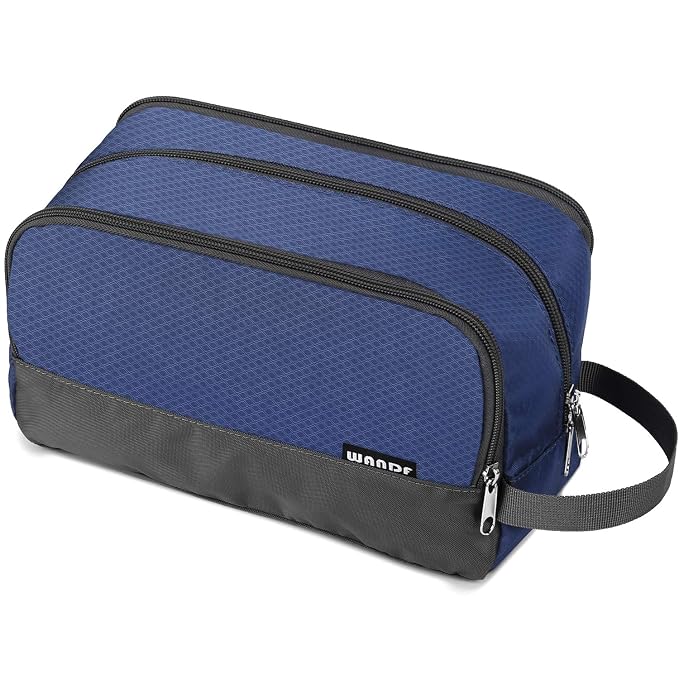 WANDF Travel Toiletry Bag for Men, Small Dopp Kit for Toiletries | Water-Resistant Fabric, Travel Bag for Toiletries, Compact Storage, Shaving Accessories, Weekend Trips