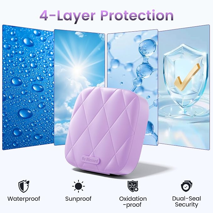 Travel Pill Organizer for Women, Cute Pill Box with Mirror | Compact,Waterproof,Bpa-free,Stylish,4 Compartment