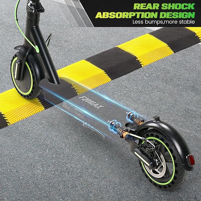 Electric Scooter for Adults, Folding E Scooter with 500W Motor 19 Mph Top Speed 18 Miles Range, 8.5" Solid Tires Folding Commuting Motorized Kick Scooter (Green - 7.8AH Battery Dual Rear Suspension)