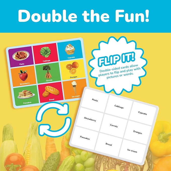 MasterPieces Kids Games - Food Bingo Game - Fun Family Entertainment for Kids and Adults - Educational, Engaging, and Perfect for Game Night, Classroom Activities, and Interactive Play for All Ages