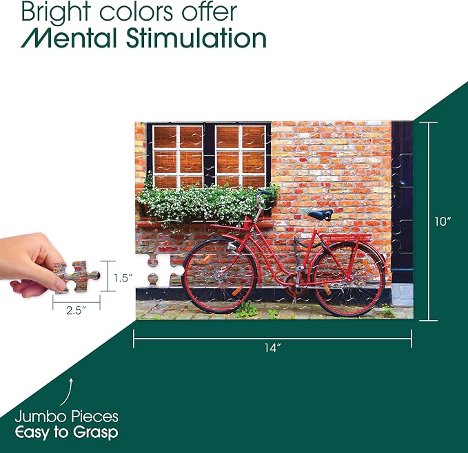 Keeping Busy Bike Dementia Puzzles Activities for Seniors | Alzheimer Products for Elderly Patients | Fun Memory Game Toy & Cognitive Brain for Senior Citizens w/Memory Loss or Alzheimers 48 PC