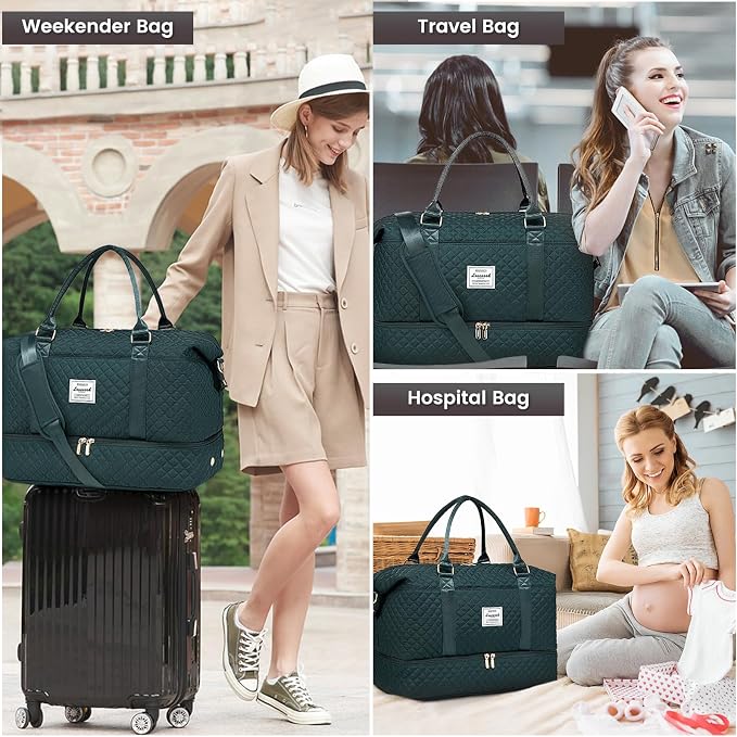 LOVEVOOK Travel Duffle Bag,Weekender Bags for Women with Shoe Compartment，Carry on Overnight Bag with Toiletry Bag,Gym Duffel Bag with Wet Pocket, Hospital Bags for Labor and Delivery