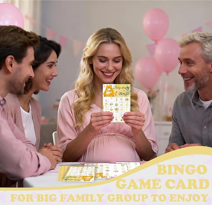 Baby Shower Bingo Game Cards Set for Guests Adults, Honey Bear Baby Shower Party Bingo Game Gender Reveal Bingo Game for Family Friends Large Group Activity, Favors Supplies Decorations