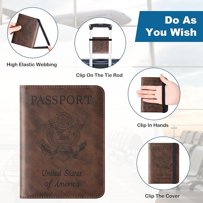 Passport Holder for Travel Essentials, RFID Passport Cover | Rfid Blocking Wallet, Synthetic Leather Case, Vacation Travel Accessories, For Women Men
