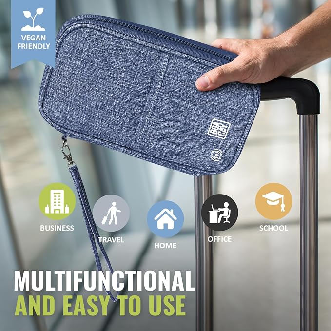 Travel Document Organizer with RFID, Family Passport Holder, Wallet for Women & Men, Portable & Waterproof Case for Cards, Boarding Pass, Money