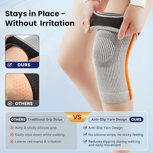 JOMVD Knee Compression Sleeve for Arthritis Pain – Knee Brace for Knee Pain Relief, Meniscus Tear, Inflammation, Circulation, Swelling & Injury Recovery – Anti-Slip Breathable Support for Women & Men,X-Large