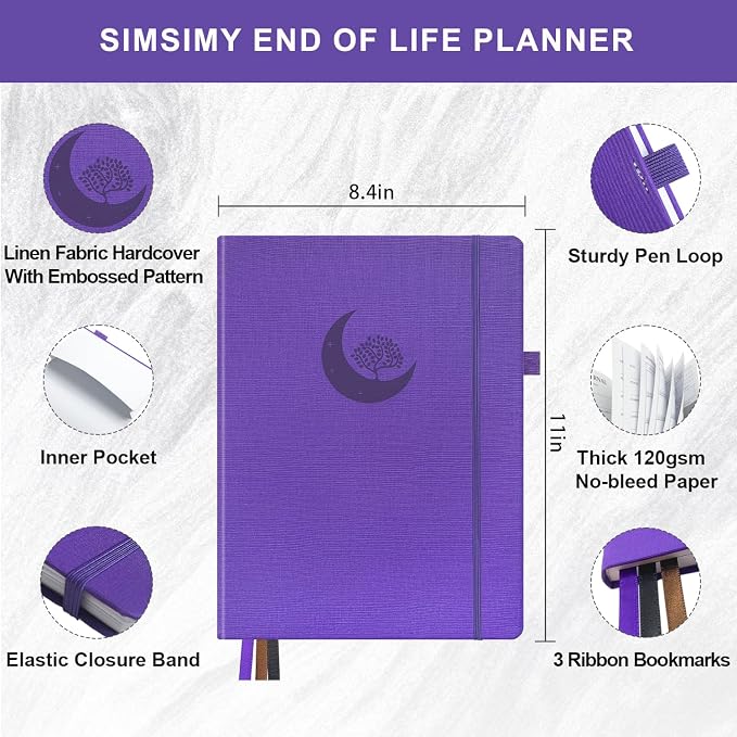 End of Life Planner, Guided Estate Planning Notebook, Final Arrangements Organizer for Beneficiary, Will Preparation, Last Wishes & Funeral Planning, In Case of Death Organizer, 8.4x11"