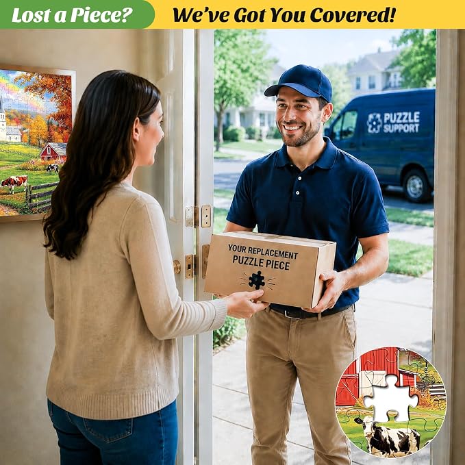300 Piece Puzzles for Kids, Farm Cow Jigsaw Puzzles 300 Pieces for Adults | Natural Scenery Puzzles Ages 8-10 Adult Puzzle Challenge Game Gift Toy for Puzzle Enthusiasts Home Decor Gift Toy 20.5x15IN