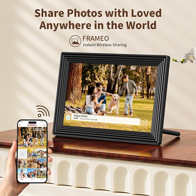 Digital Photo Frame,15.6 Inch Frameo Digital Picture Frame, 1920x1080 IPS LCD Touch Screen,Auto-Rotate,32GB, Supports SD Cards,Share Happy Moments Instantly via Frameo App from Anywhere