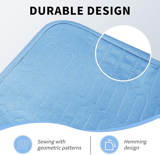 Washable Bed Underpads with Encased Edges, 34" x 52" 2 Pack Heavy Absorbency Leakproof Mattress Protector, Reusable Waterproof Pee Pads for Adults, Kids, Incontinence, Dogs (Blue)