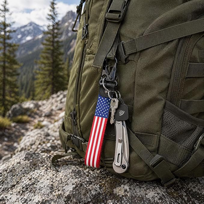 American Flag Keychain for Men Women, Leather USA Flag Key Chain for Daily | Flag keychain adds heritage patriotic style, Metal D-ring keep daily keys grouped,Practical gift for dads, husbands, wives