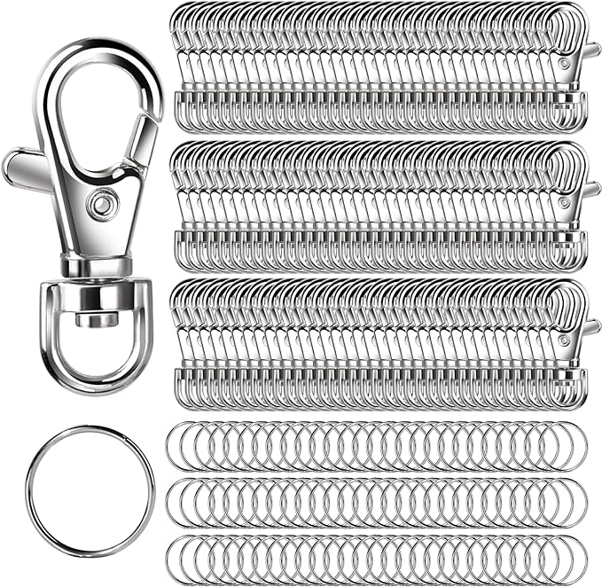 LEOBRO 240PCS Lobster Claw Clasps and Key Rings, Keychain Making Kit, 120PCS Keychain Clips and 120PCS Key Chain Ring, for Keychains, Lanyard, Jewelry Making, Art Crafts, Silver