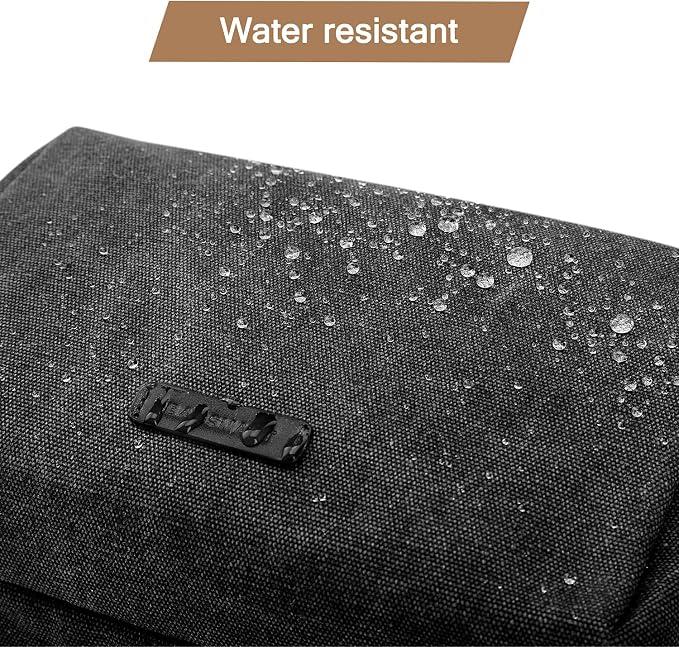 BAGSMART Toiletry Bag for Men, Canvas Travel Toiletry Organizer Dopp Kit Water-resistant Shaving Bag for Toiletries Accessories,Black-Medium