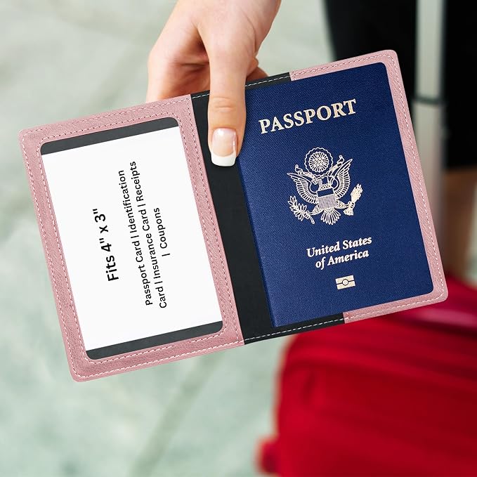 Ciana Passport Holder for Travel, RFID Passport Wallet, Leather Passport Cover & Card Holder for Men & Women, Slim Travel Wallet, Passport Case (Rose Gold)