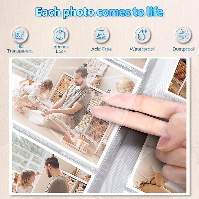 Artfeel Photo Album 4x6 with 1000 Pockets,Slip-in Picture Albums,Linen Cover Memory Book with Front Window,White Page Vertical Photo Book for Wedding,Family,Anniversare,Baby,Vacation