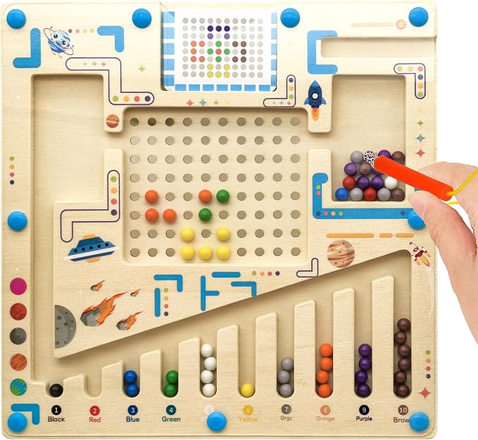 Alzheimers Products for Elderly, Memory Care Activities for Seniors, Magnetic Color & Number Matching Dementia Puzzles for Parkinson Patient, Fidget Sorting Sensory Cognitive Gift Maze Board