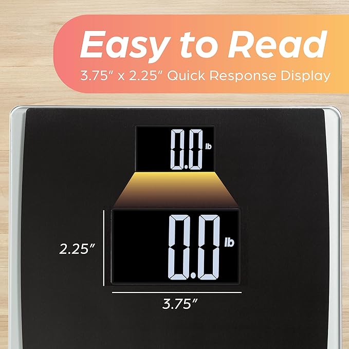EatSmart Digital Bathroom Scale for Body Weight, 550 lb Capacity, Extra-Wide Glass Platform with Black Stainless Steel, Large Backlit LCD Display, Step-On Technology