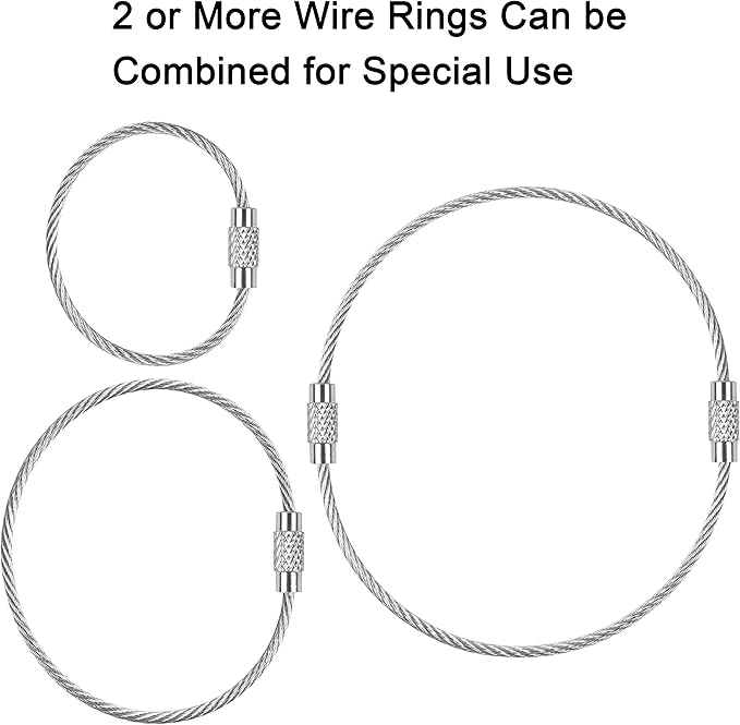 Wisdompro Wire Keychain Cable, 4.3/6.3 Inch Stainless Steel Wire Keyrings | Heavy Duty Wire Key Rings Metal Wire Cable Key Chain Loop for Luggage Tags, Keys, Crafts and ID Tags