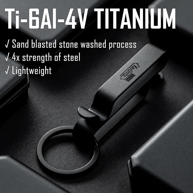 KeyUnity KM00 Titanium Belt Loop Keychain Clip Double Side Quick Release Key Holder with Detachable Key Ring