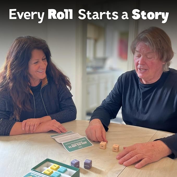 Just Roll With It Conversation Dice | Dementia Activities for Seniors | Alzheimer’s & Dementia Story Dice Cubes | Great for Individuals Living with Dementia, Families and Caregivers