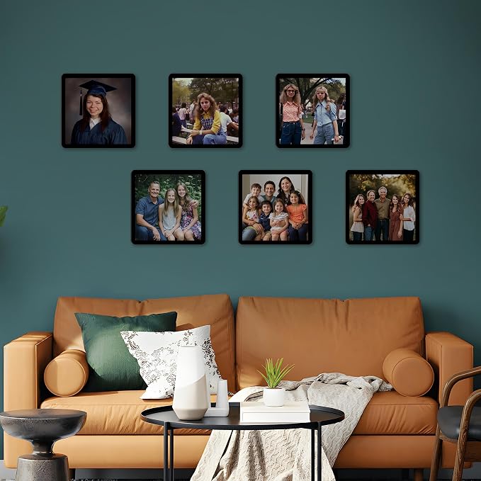 Bluesun 8×8 Picture Frame Black, Vertical & Horizontal Wall & Tabletop | 8×8 Black Photo Frame with Tempered Glass & Rounded Corners, Wall Frames Home Office Decor for Dad & Boyfriend Men