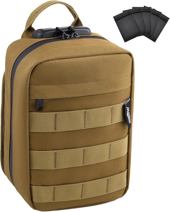 Storage Bag with Combination Lock Travel Medicine Lock Box Carbon Lined Tactical Molle Pouch Mini Money Organizer Container Case