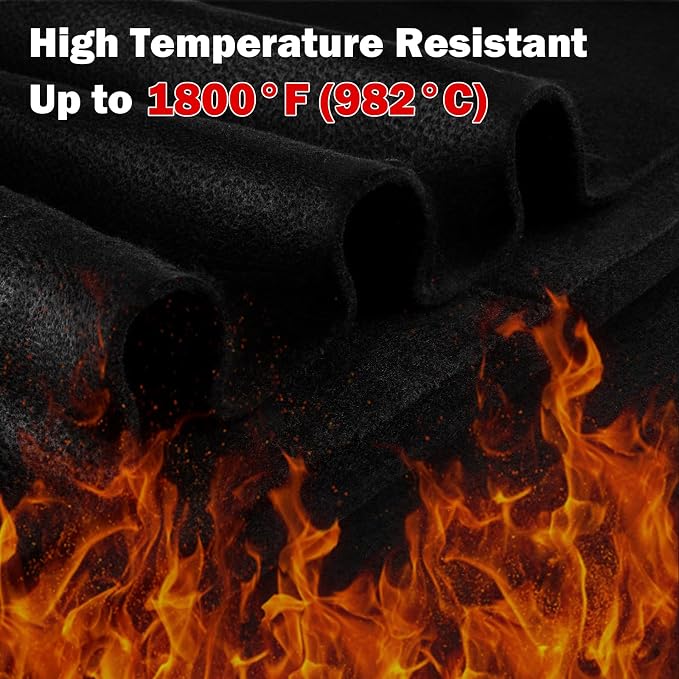 kanhiro Carbon Felt Welding Blanket Fireproof - 2 Packs 12" X 27" Heat Resistant Fabric 1800°F High Temp Insulation Pad, Brazing Heat Shield Mat for Torch, Solder Plumbers HVAC Torch Protector