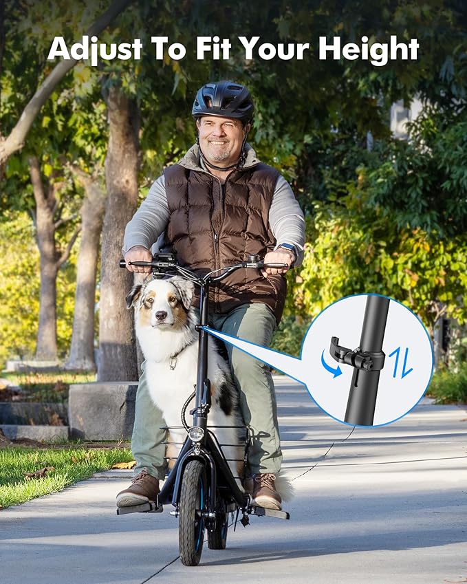 Gyroor C1 Plus Electric Scooter for Adults with Seat & Pet Basket - 30 Miles Range 650W Motor 48V 13.5Ah Battery 18.6MPH 14" Pneumatic Tires Foldable Design Dual Shock Absorbers 300lbs Capacity
