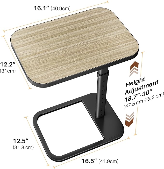 Adjustable Height TV Tray Table for Couch, Flip-Top Design | 19"-30" Height Range, 9-Position Lock System, Rounded Corners, Laptop Table, Snack Table, For Living Room & Bedroom