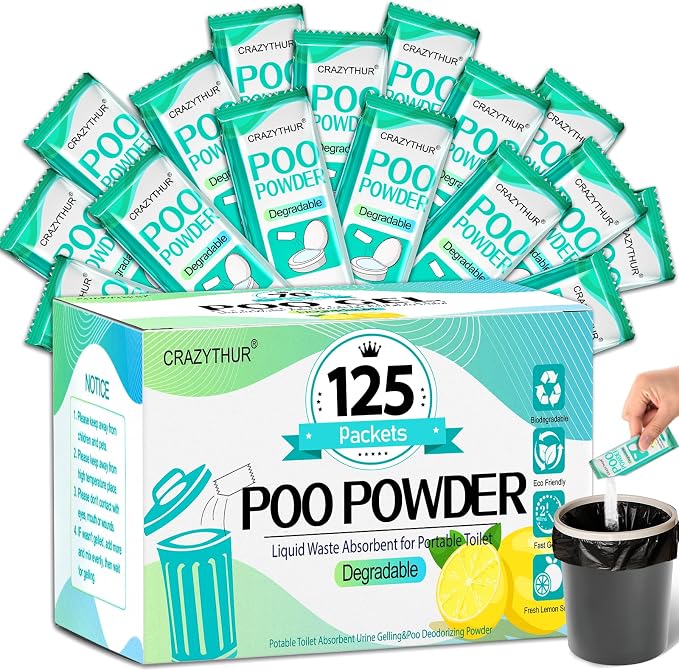 Poo Powder for Portable Toilet Gel Powder, Camping Toilet Gel | Pee Powder, Eco Toilet Gel for 650ml Urine/10g, Toilet Gel Powder for Outdoor Camping and Hiking