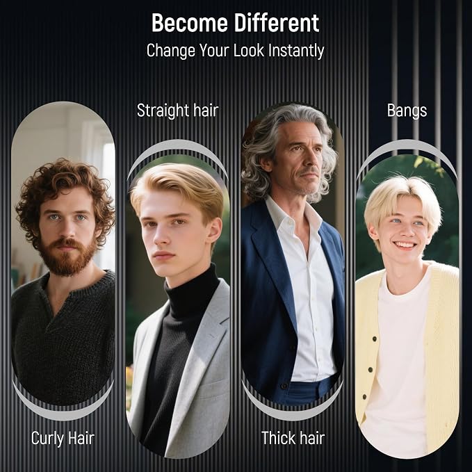 SALONSILK Hair Brush for Men, 4PCS Mens Hair Brush & Styling Comb Set, Fine and Wide Tooth Comb, Gel & Roller Brush for All Hair Types, Perfect for Styling, Grooming, and Detangling