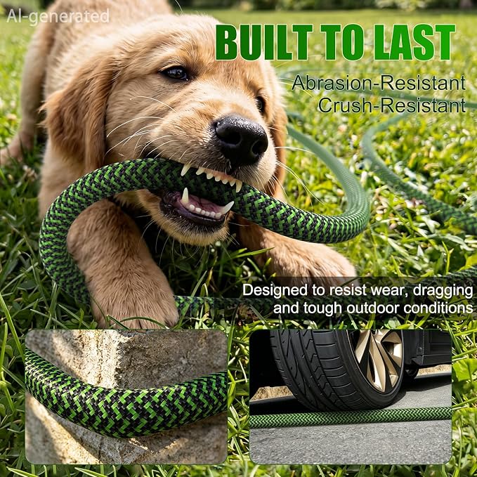 NON-EXPANDABLE Garden Hose 25ft x5/8'', Heavy Duty Flexible Water Hose with 10-Function Sprayer, Lightweight, Leak Proof, Durable Fabric Skin, Pressure Resistant for Yard, Outdoor